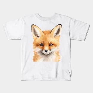 portrait of a cute fox watercolor Kids T-Shirt